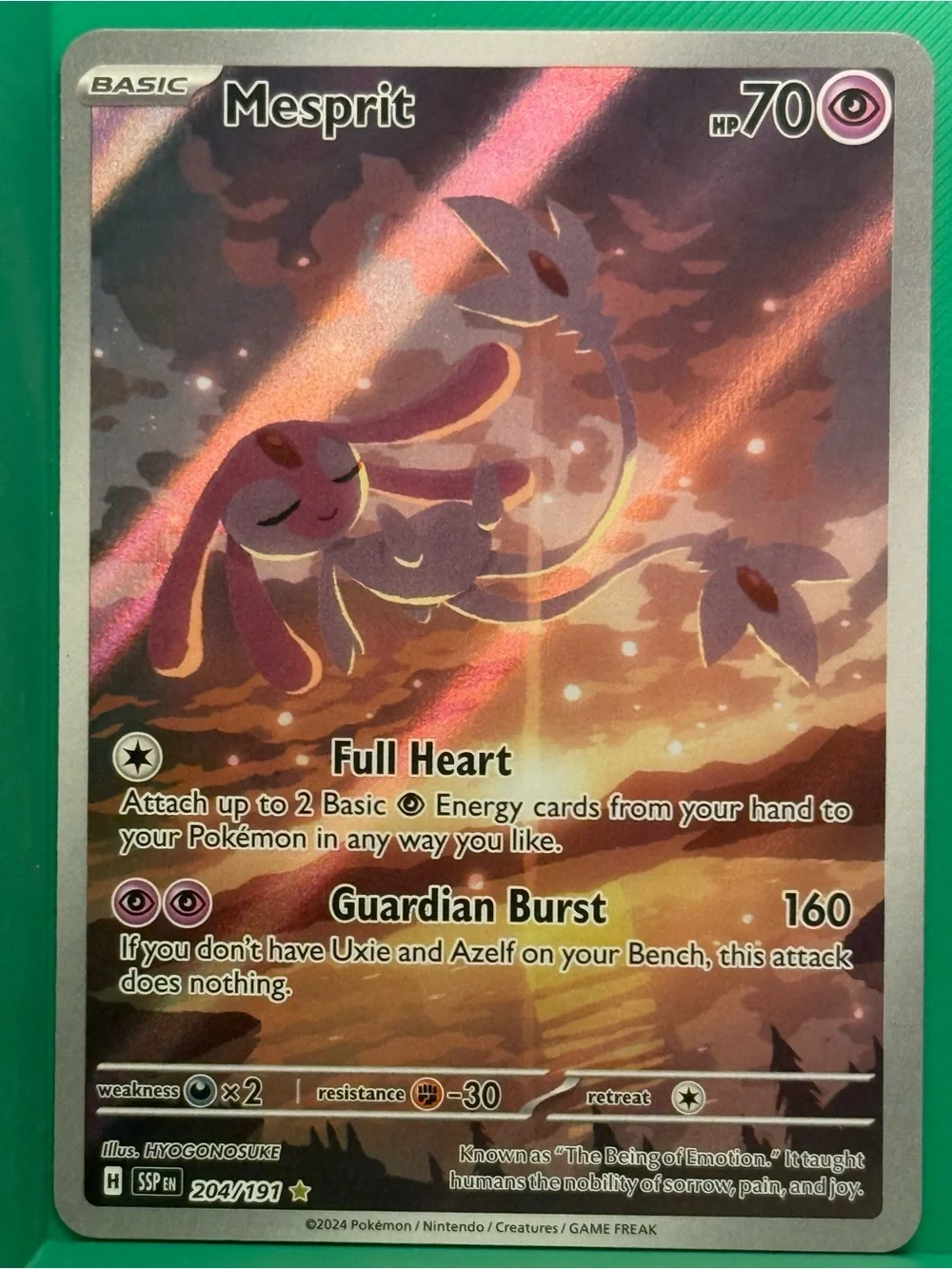 Pokemon Mesprit Holofoil Pink Purple Gold Full Art Card